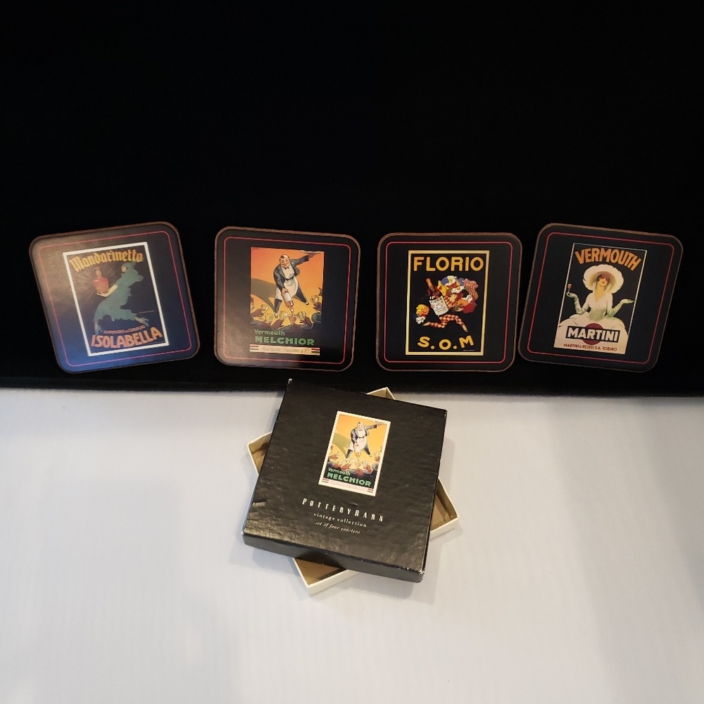 Vintage set of Vintage print Pottery Barn Coasters